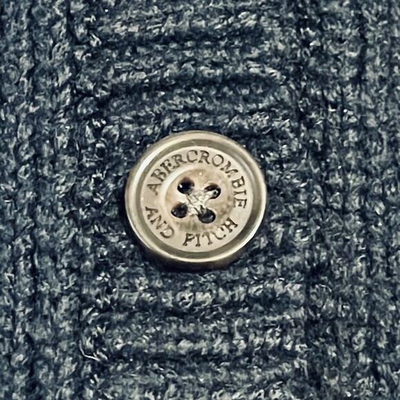 Abercrombie & Fitch Cardigan Women's Medium Navy Blue Preppy Letterman Sweater - Picture 4 of 4